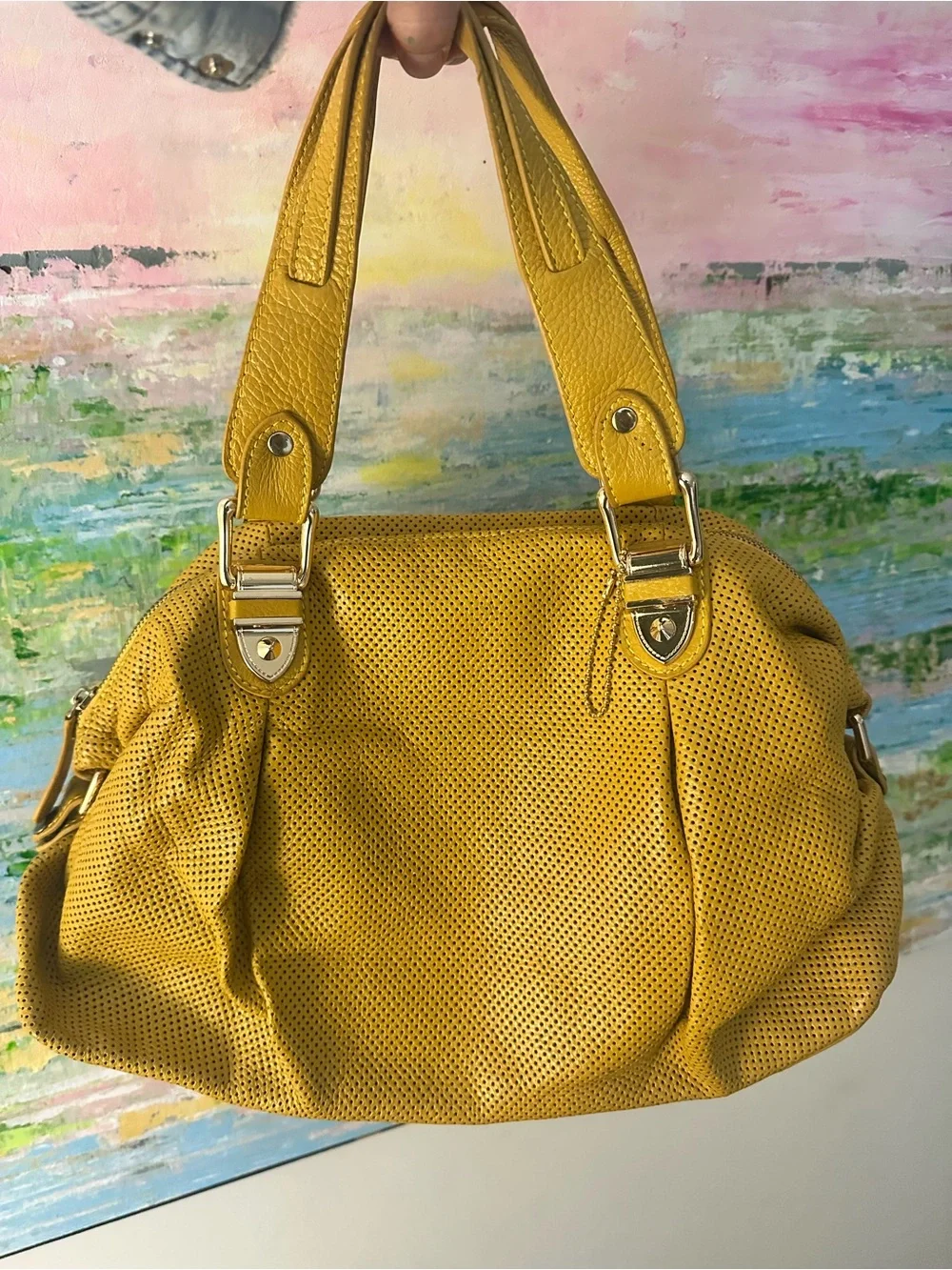 💛 Harriet Rose Mustard Leather Tote Bag 💛 Soft Slouchy Satchel